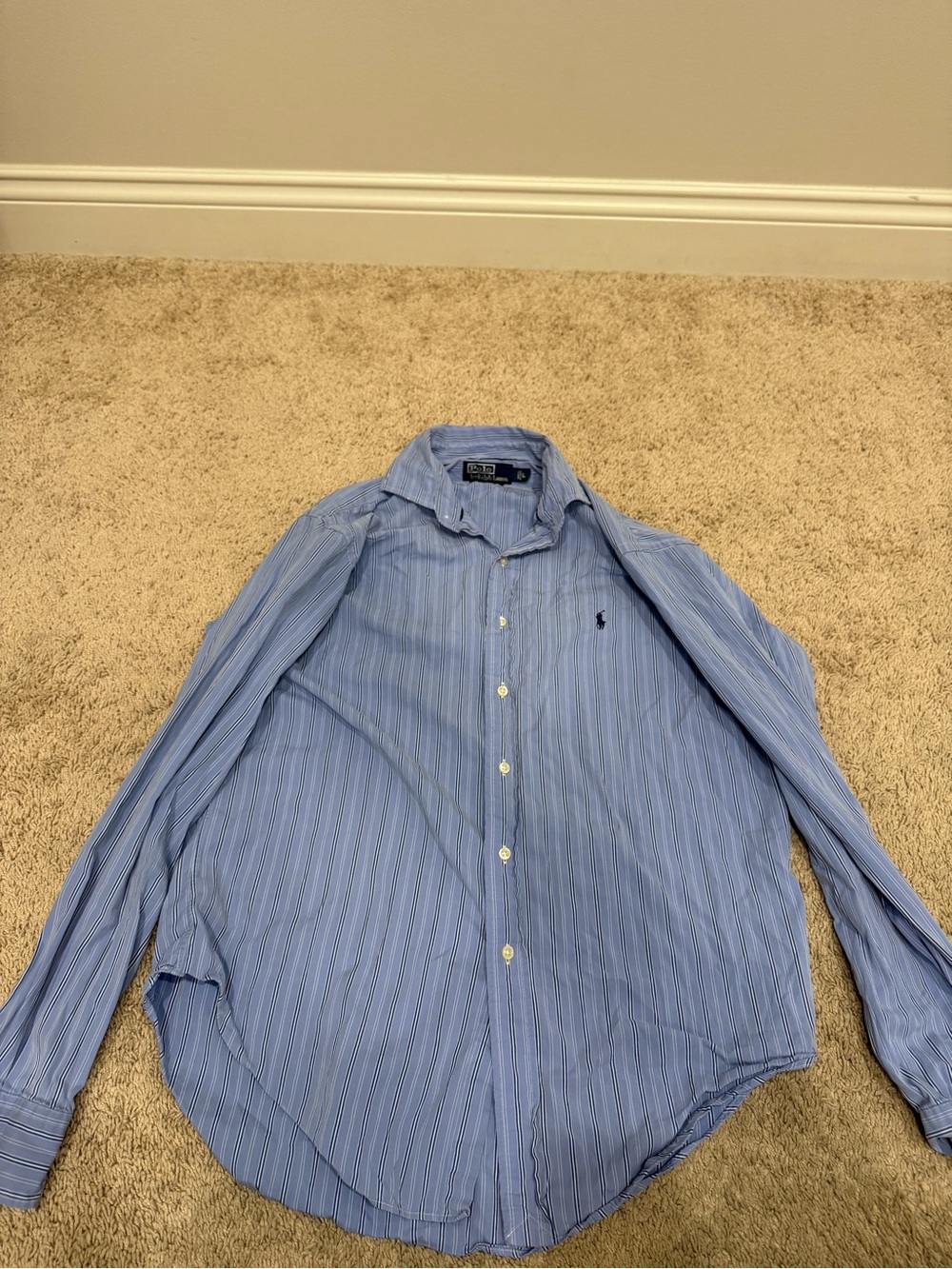 Polo Ralph Lauren Stanton Classic Fit Shirt Mens Large Blue Striped Button Down